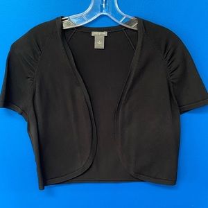 ANN TAYLOR S Black Soft Crop Cap Sleeved Sweater